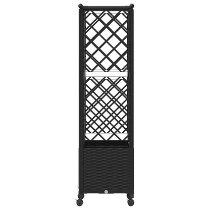 vidaXL Raised Bed with Trellis and Roof Black 124 x 40 x 142 cm PP