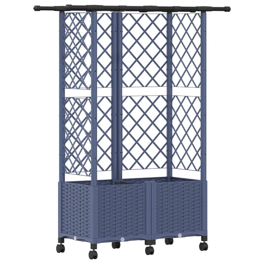 vidaXL Raised Bed with Trellis and Roof Grey 124 x 40 x 142 cm PP