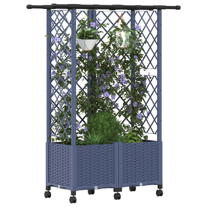vidaXL Raised Bed with Trellis and Roof Grey 124 x 40 x 142 cm PP