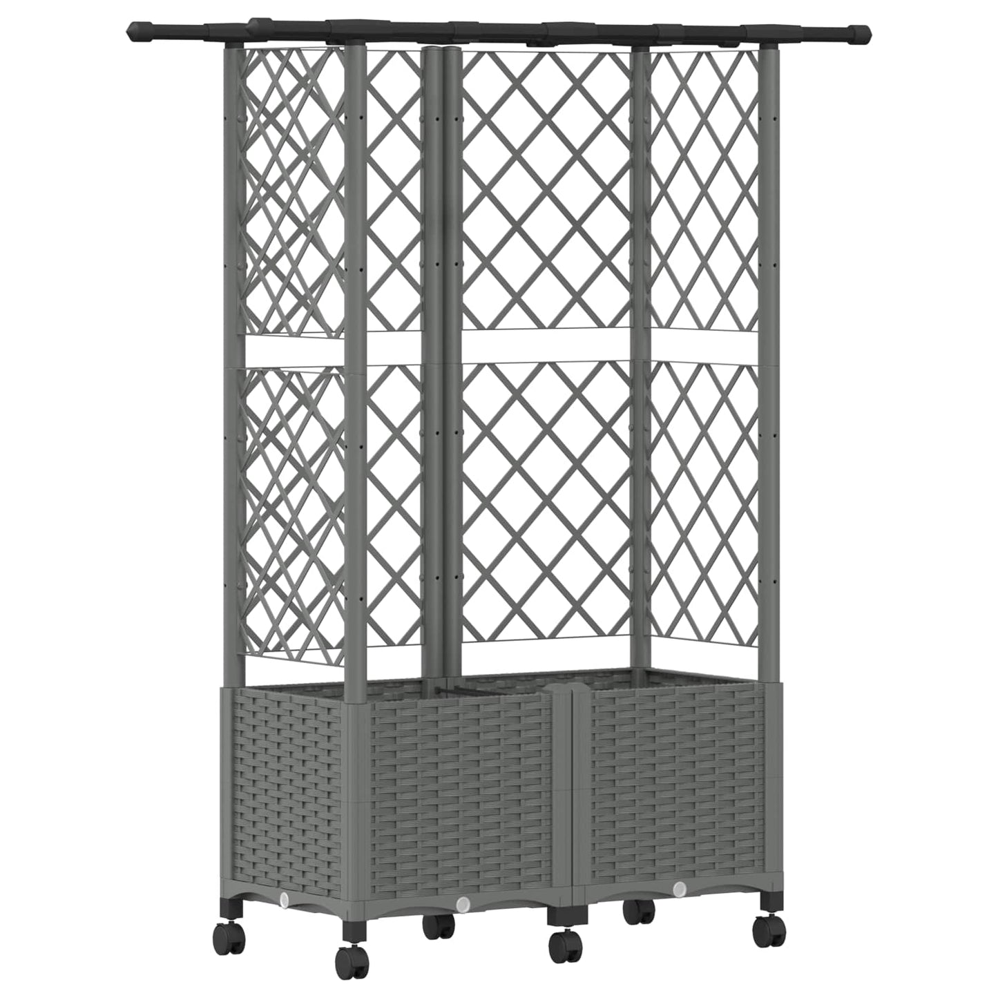 vidaXL Raised Bed with Trellis and Roof Light Grey 124 x 40 x 142 cm