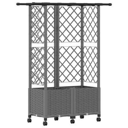 vidaXL Raised Bed with Trellis and Roof Light Grey 124 x 40 x 142 cm