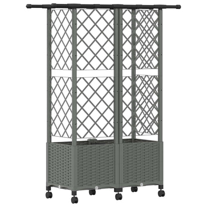 vidaXL Raised Bed with Trellis and Roof Light Grey 124 x 40 x 142 cm