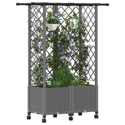 vidaXL Raised Bed with Trellis and Roof Light Grey 124 x 40 x 142 cm