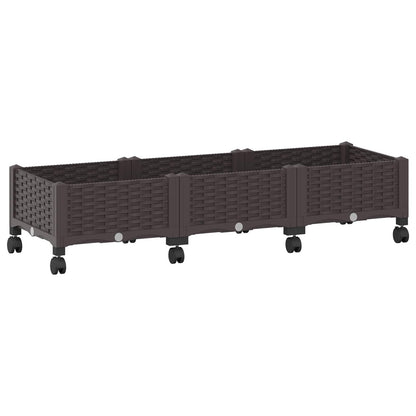 vidaXL Garden Planter with Wheels Brown 120 x 40 x 29 cm PP