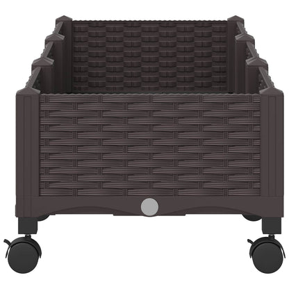vidaXL Garden Planter with Wheels Brown 120 x 40 x 29 cm PP