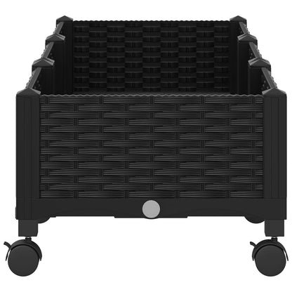 vidaXL Garden Planter with Wheels Black 120 x 40 x 29 cm PP