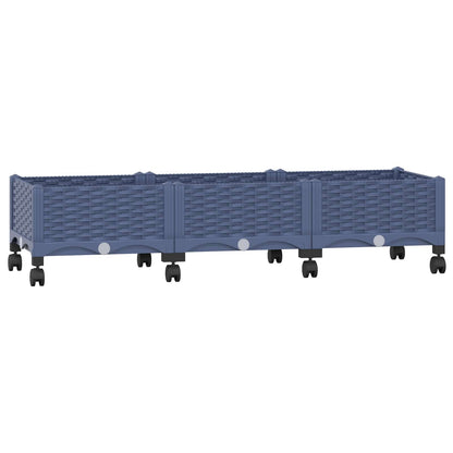 vidaXL Garden Planter with Wheels Blue Grey 120 x 40 x 33 cm PP