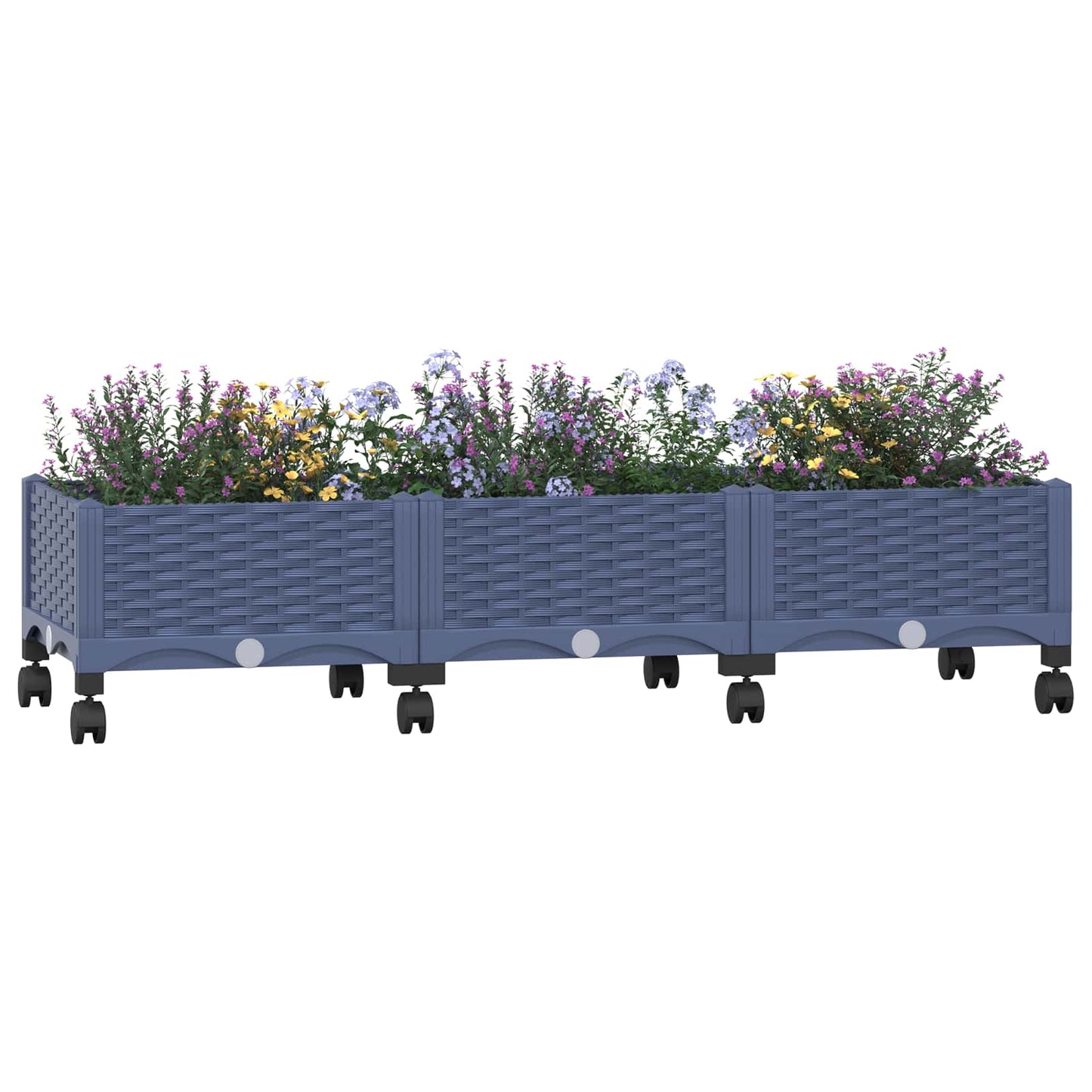 vidaXL Garden Planter with Wheels Blue Grey 120 x 40 x 33 cm PP