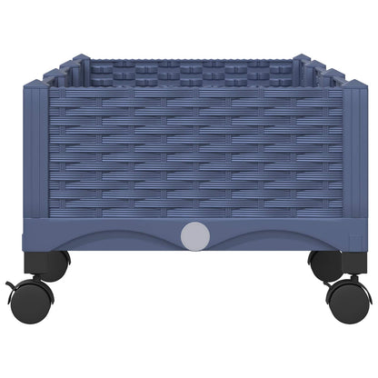 vidaXL Garden Planter with Wheels Blue Grey 120 x 40 x 33 cm PP