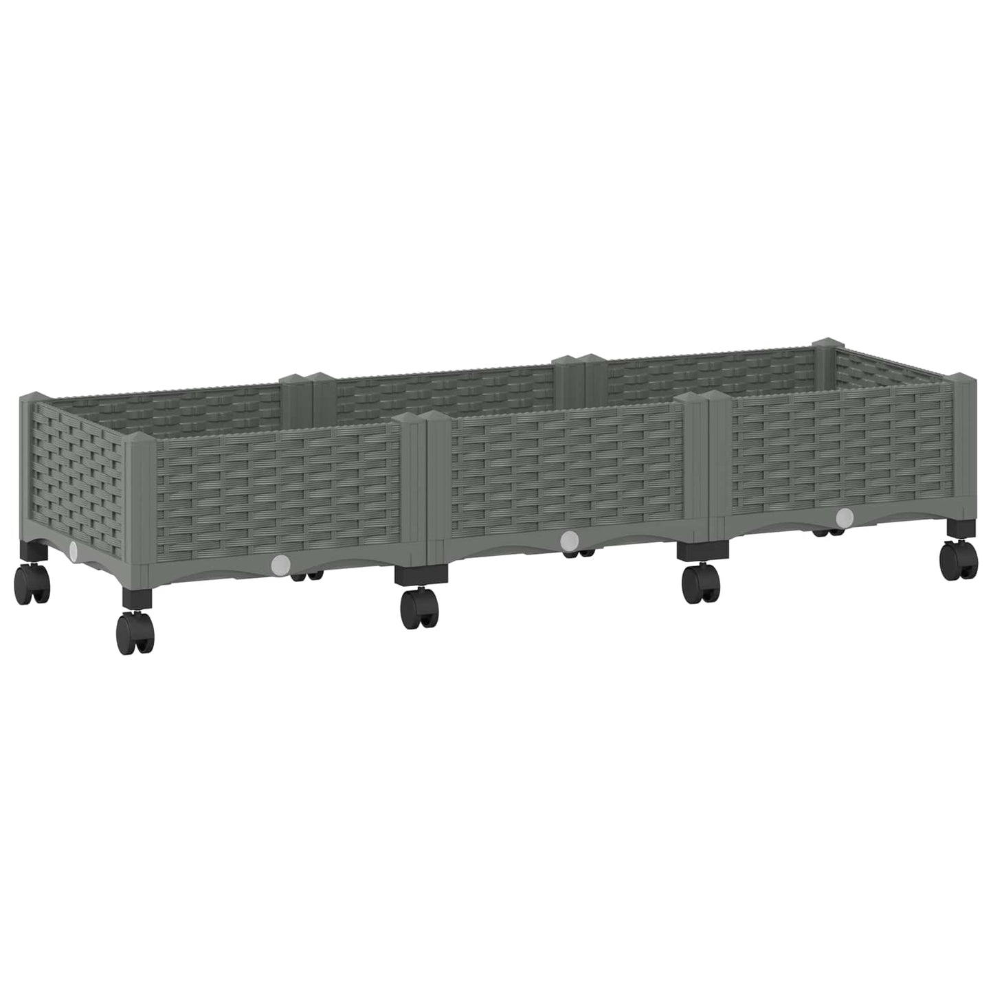 vidaXL Garden Planter with Wheels Light Grey 120 x 40 x 33 cm PP