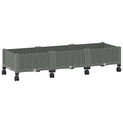 vidaXL Garden Planter with Wheels Light Grey 120 x 40 x 33 cm PP