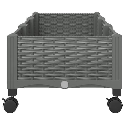 vidaXL Garden Planter with Wheels Light Grey 120 x 40 x 33 cm PP