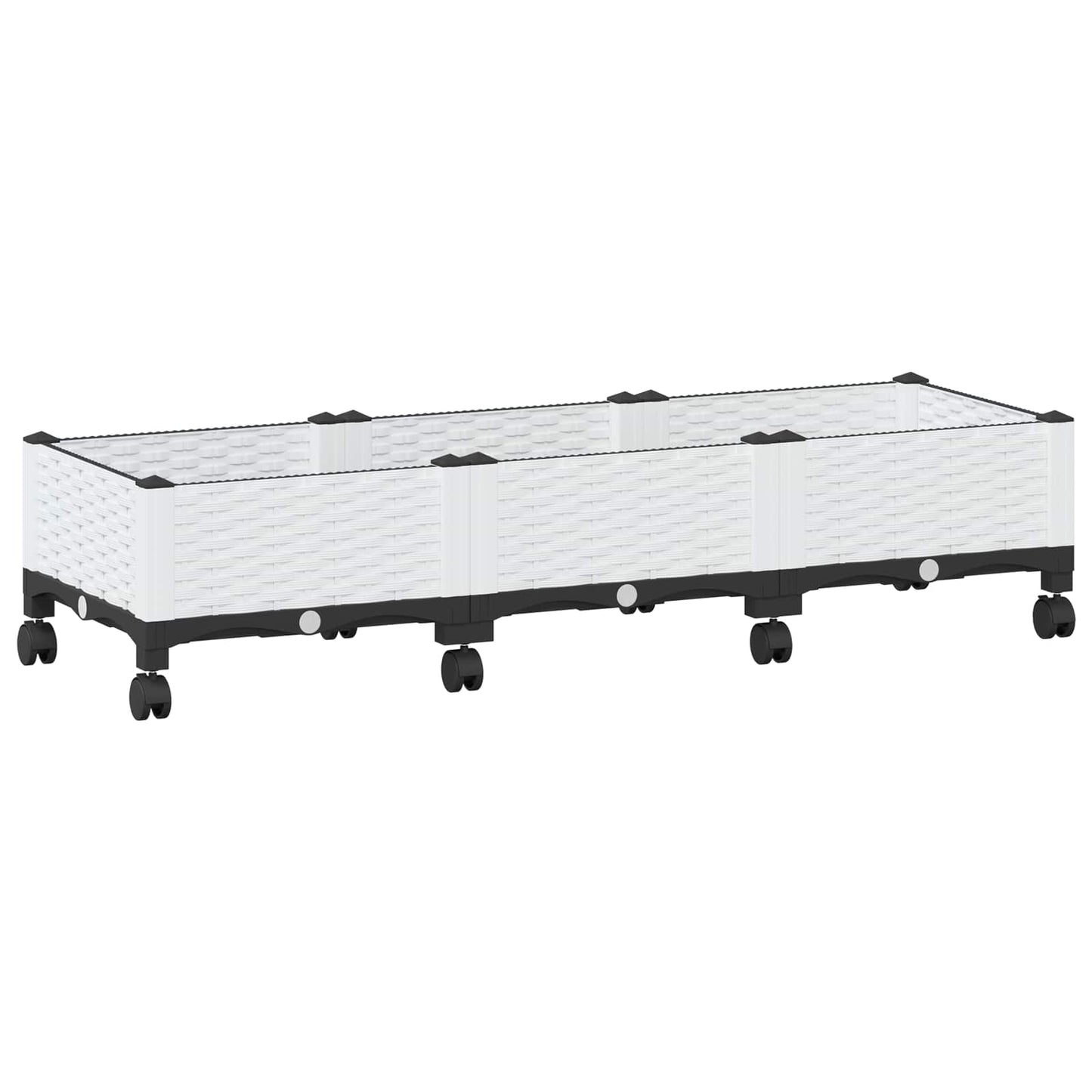 vidaXL Garden Planter with Wheels White 120 x 40 x 33 cm PP