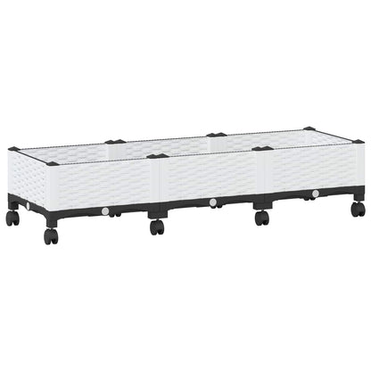 vidaXL Garden Planter with Wheels White 120 x 40 x 33 cm PP