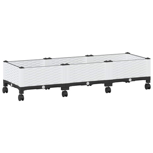 vidaXL Garden Planter with Wheels White 120 x 40 x 33 cm PP