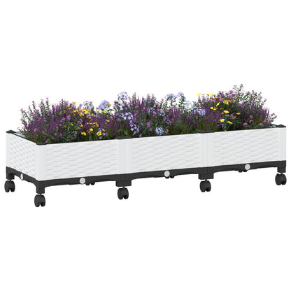 vidaXL Garden Planter with Wheels White 120 x 40 x 33 cm PP