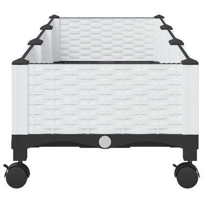 vidaXL Garden Planter with Wheels White 120 x 40 x 33 cm PP