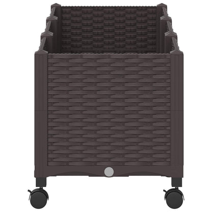 vidaXL Garden Planter with Wheels Brown 120 x 40 x 44 cm PP