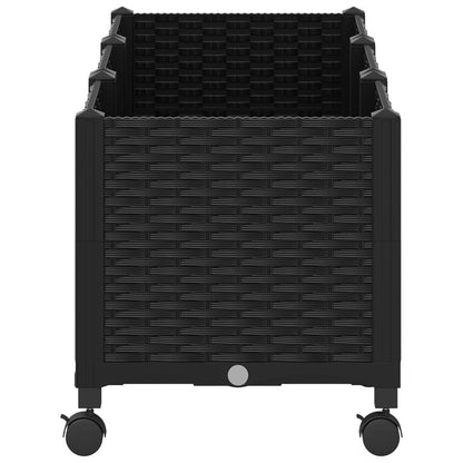 vidaXL Garden Planter with Wheels Black 120 x 40 x 44 cm PP