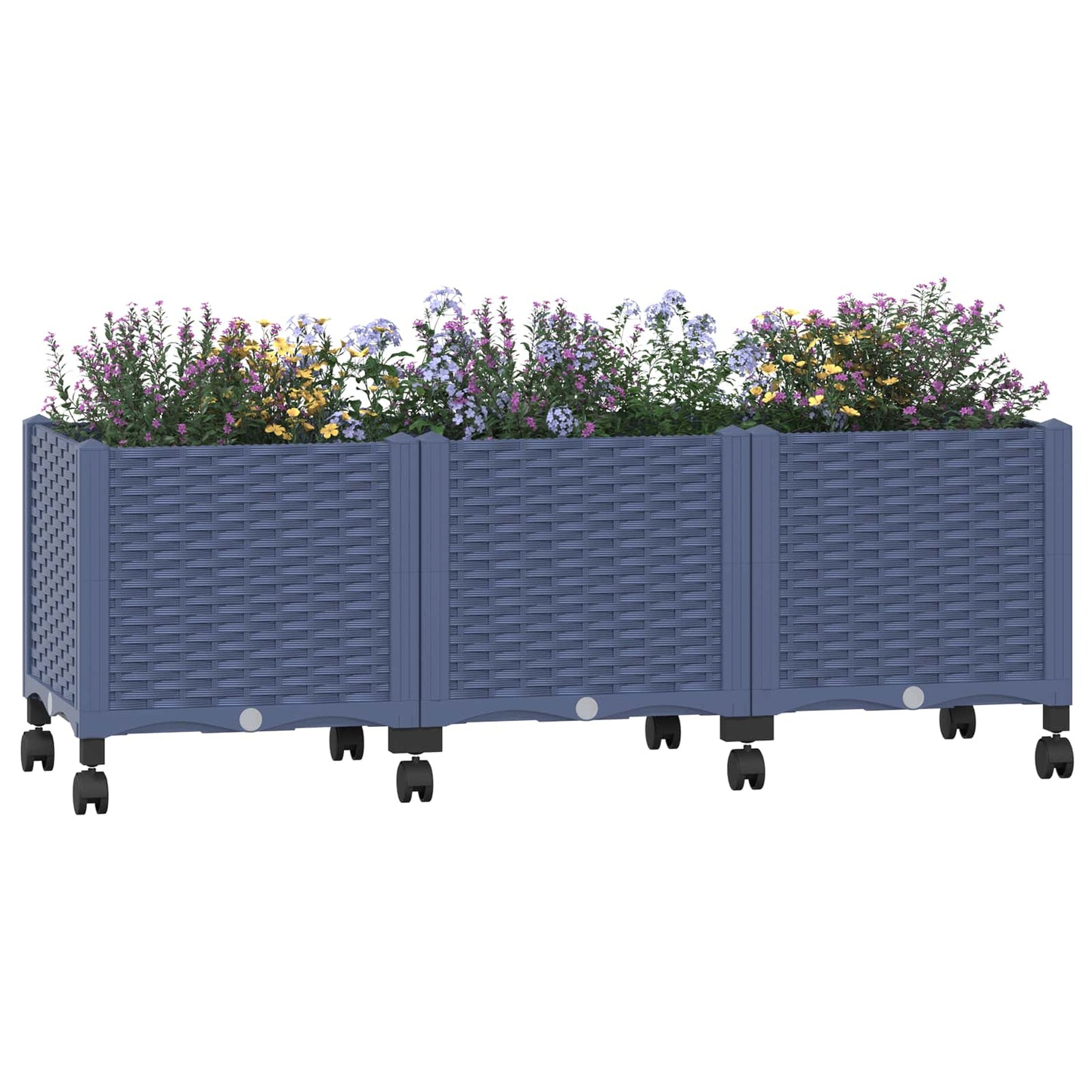 vidaXL Garden Planter with Wheels Blue Grey 120 x 40 x 48 cm PP