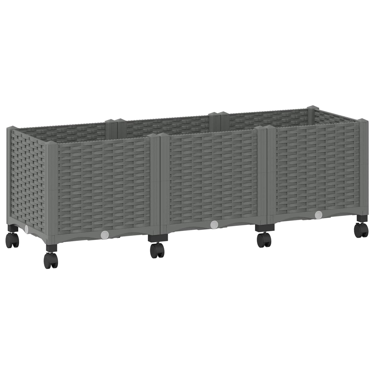 vidaXL Garden Planter with Wheels Light Grey 120 x 40 x 48 cm PP