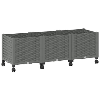 vidaXL Garden Planter with Wheels Light Grey 120 x 40 x 48 cm PP