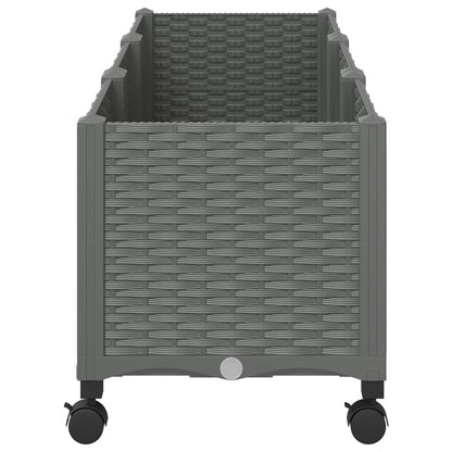 vidaXL Garden Planter with Wheels Light Grey 120 x 40 x 48 cm PP