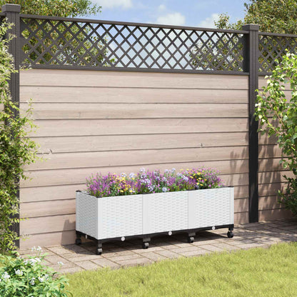 vidaXL Garden Planter with Wheels White 120 x 40 x 48 cm PP
