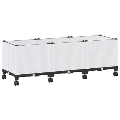 vidaXL Garden Planter with Wheels White 120 x 40 x 48 cm PP