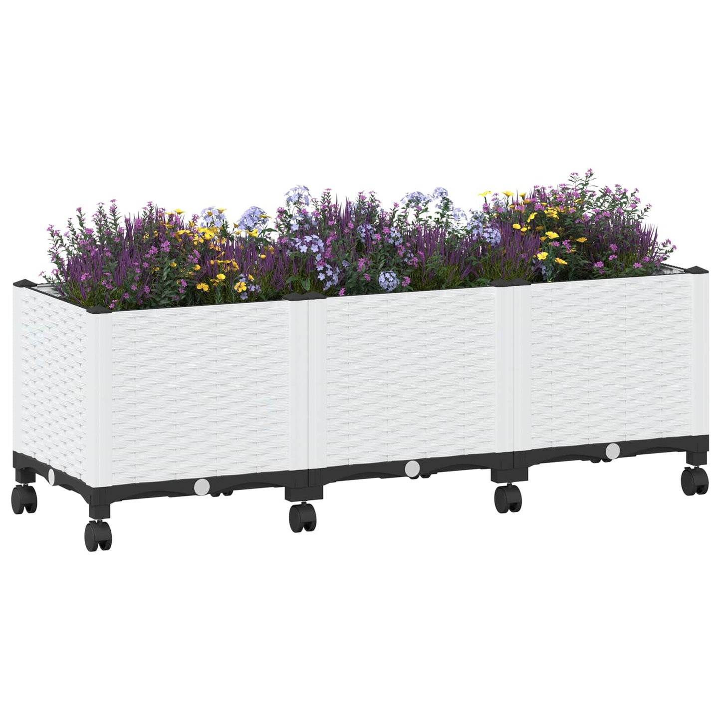 vidaXL Garden Planter with Wheels White 120 x 40 x 48 cm PP