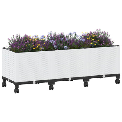 vidaXL Garden Planter with Wheels White 120 x 40 x 48 cm PP