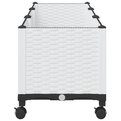 vidaXL Garden Planter with Wheels White 120 x 40 x 48 cm PP