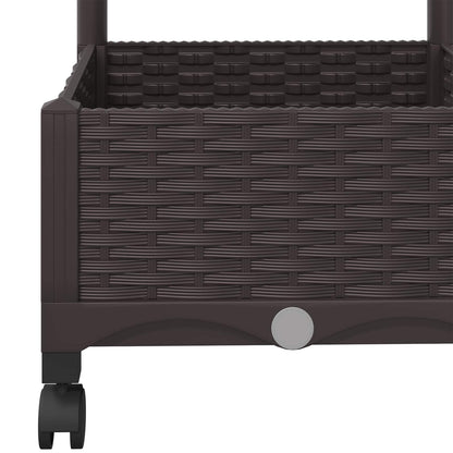 vidaXL Garden Planter with Trellis&Wheels Brown 120 x 40 x 131.5 cm PP