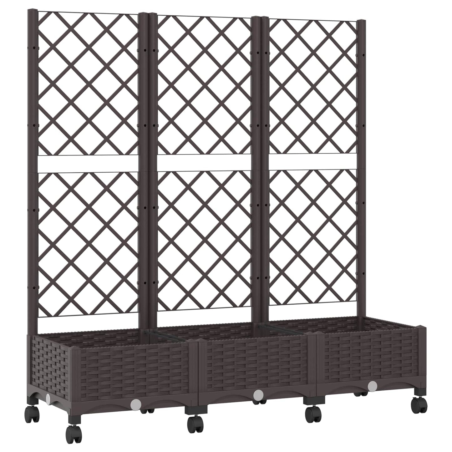 vidaXL Garden Planter with Trellis&Wheels Brown 120 x 40 x 131.5 cm PP