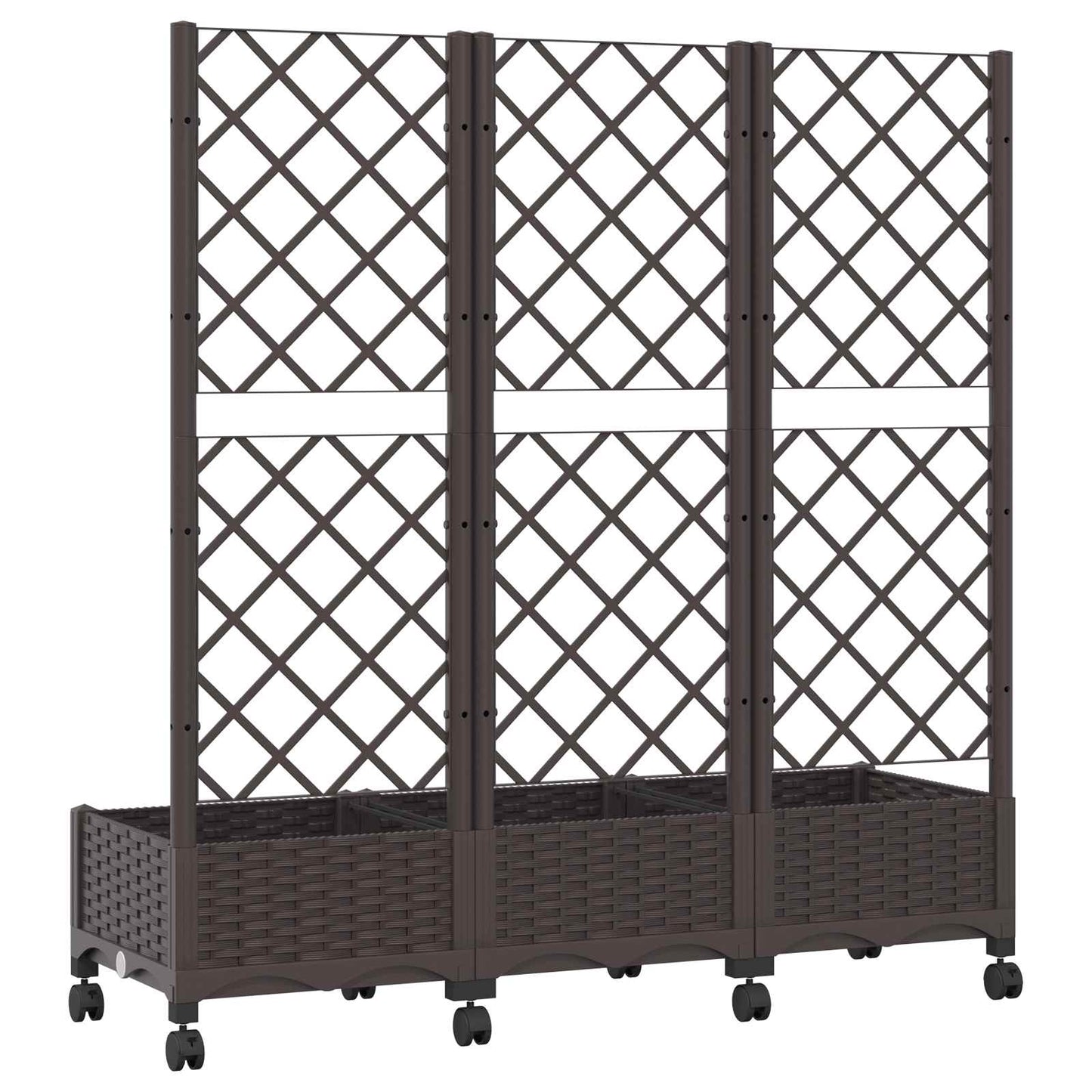 vidaXL Garden Planter with Trellis&Wheels Brown 120 x 40 x 131.5 cm PP