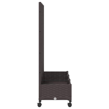 vidaXL Garden Planter with Trellis&Wheels Brown 120 x 40 x 131.5 cm PP