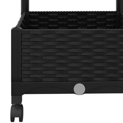 vidaXL Garden Planter with Trellis&Wheels Black 120 x 40 x 131.5 cm PP
