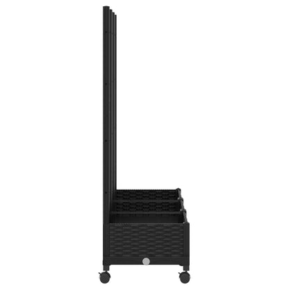 vidaXL Garden Planter with Trellis&Wheels Black 120 x 40 x 131.5 cm PP
