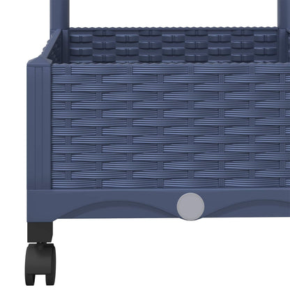 vidaXL Garden Planter with Trellis&Wheels Blue Grey PP