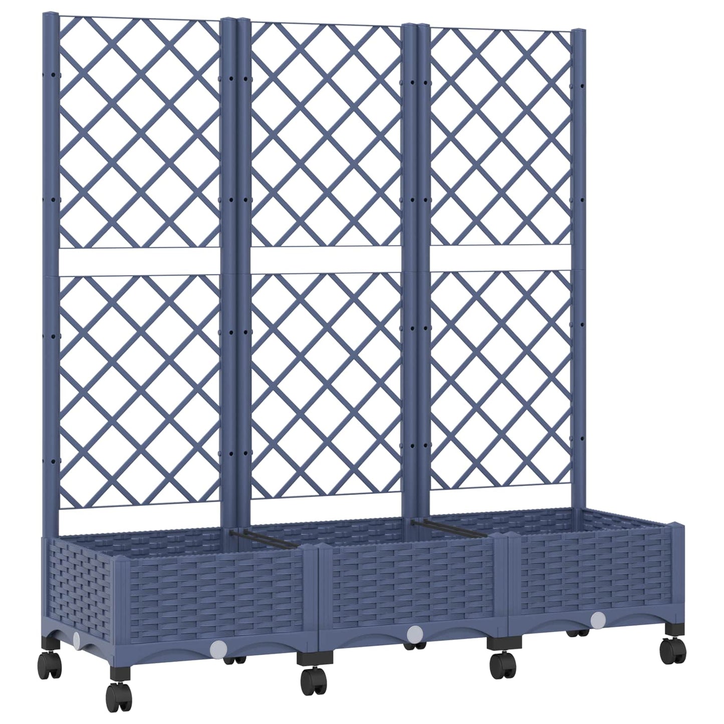 vidaXL Garden Planter with Trellis&Wheels Blue Grey PP