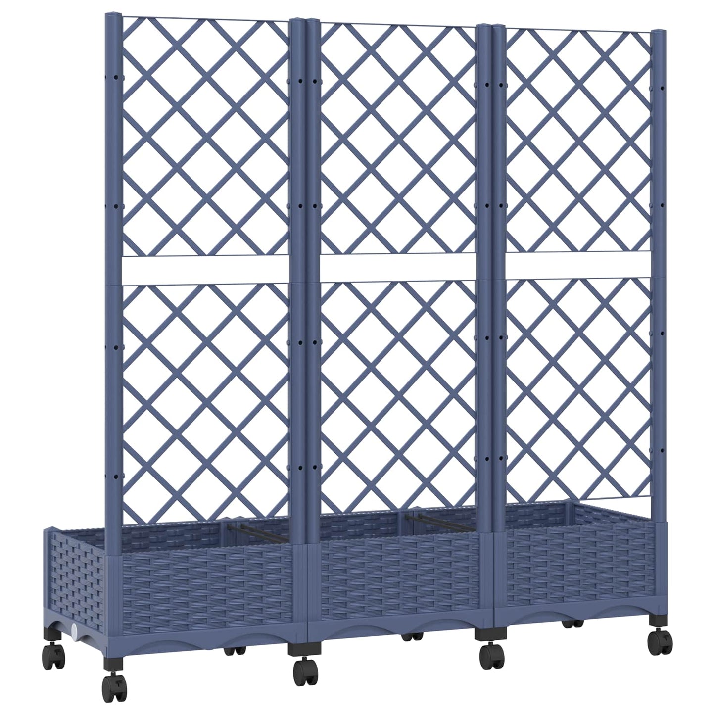 vidaXL Garden Planter with Trellis&Wheels Blue Grey PP