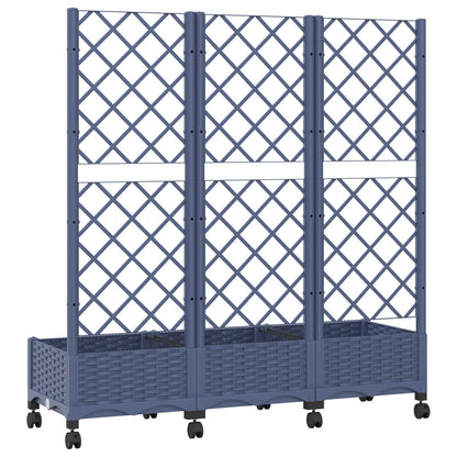 vidaXL Garden Planter with Trellis&Wheels Blue Grey PP