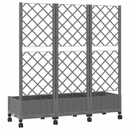 vidaXL Garden Planter with Trellis&Wheels Light Grey PP