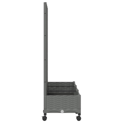 vidaXL Garden Planter with Trellis&Wheels Light Grey PP