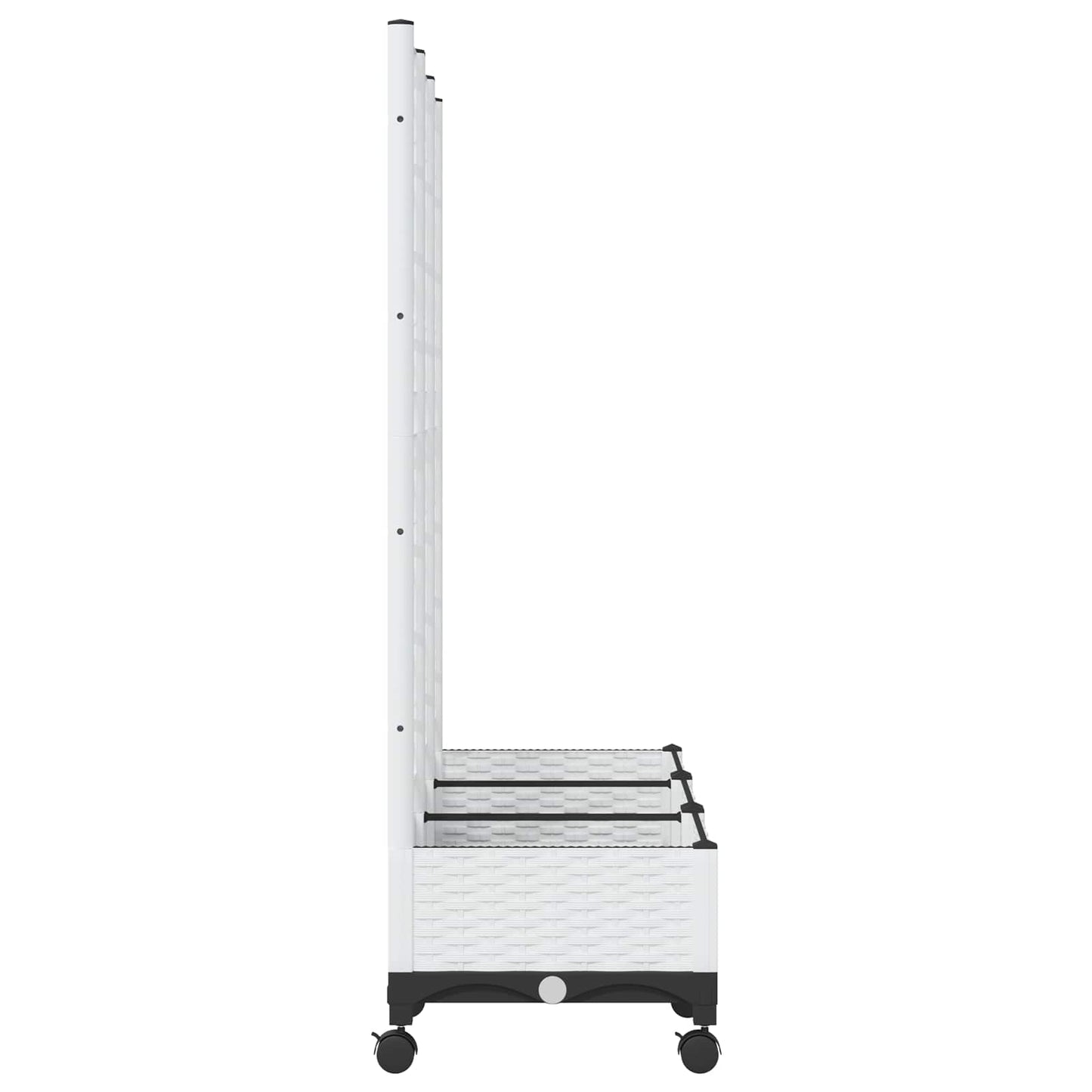 vidaXL Garden Planter with Trellis&Wheels White 120 x 40 x 131.5 cm PP