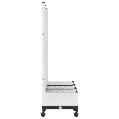 vidaXL Garden Planter with Trellis&Wheels White 120 x 40 x 131.5 cm PP