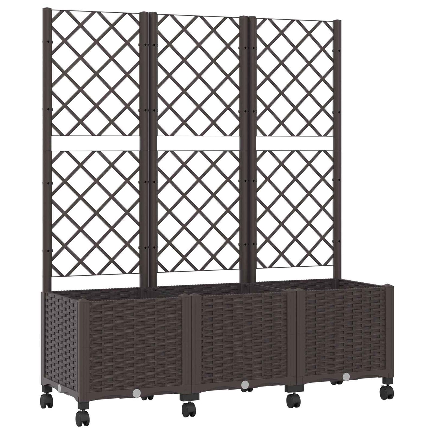 vidaXL Garden Planter with Trellis&Wheels Brown 120 x 40 x 146 cm PP