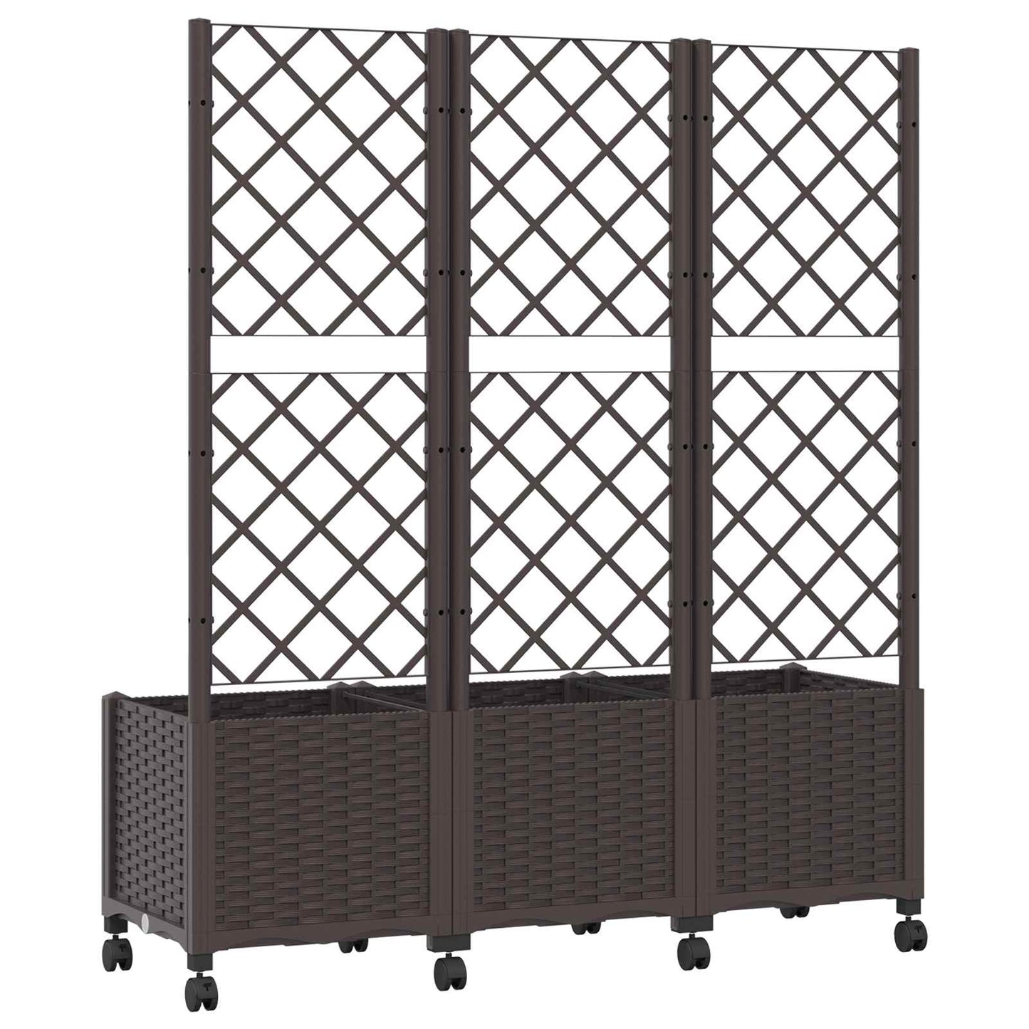 vidaXL Garden Planter with Trellis&Wheels Brown 120 x 40 x 146 cm PP