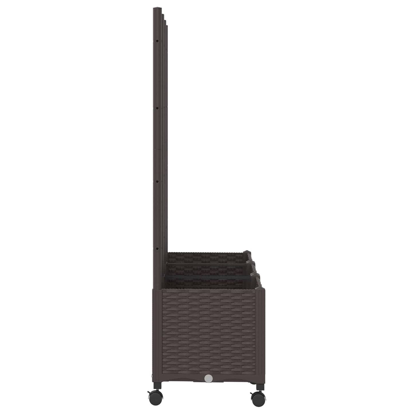 vidaXL Garden Planter with Trellis&Wheels Brown 120 x 40 x 146 cm PP