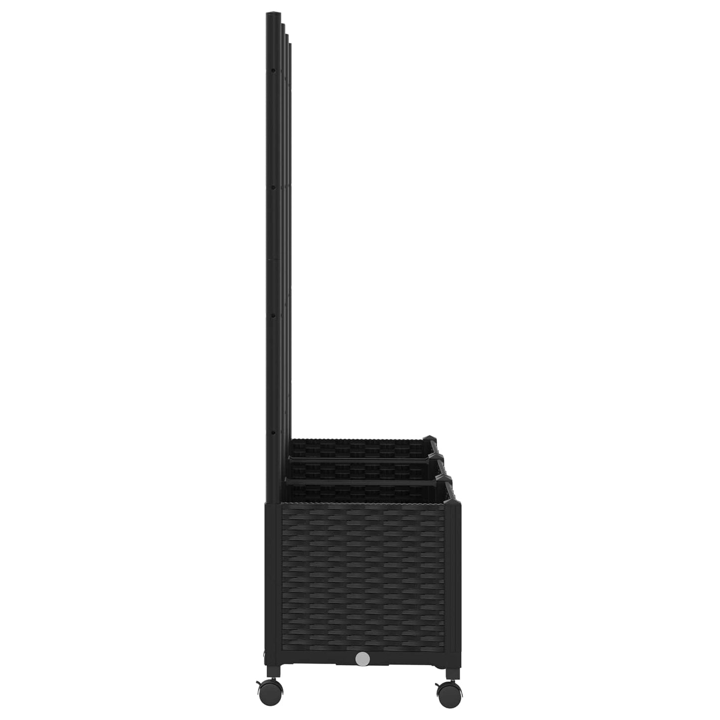 vidaXL Garden Planter with Trellis&Wheels Black 120 x 40 x 146 cm PP